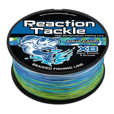 Reaction Tackle X8 Braided Fishing Line- Aqua Camo 8 Strand