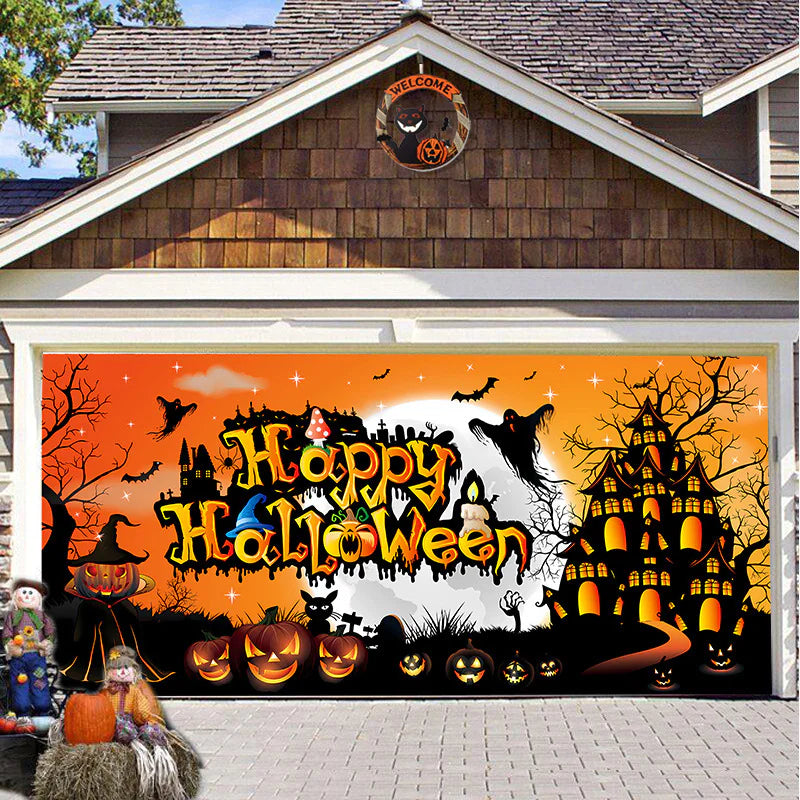 Banner de puerta de garaje Halloween Bosque Nebuloso