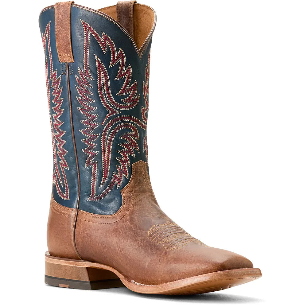 Ariat Men's Brown Square Toe Cowboy Boots with Navy Top - Korvel