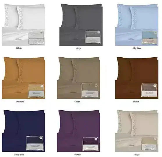 Victoria Embroidered 4-Piece Microfiber Sheet Set