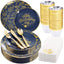 Ensemble de 175 assiettes en plastique Thanksgiving Morejoy - Vaisselle bleue et dorée