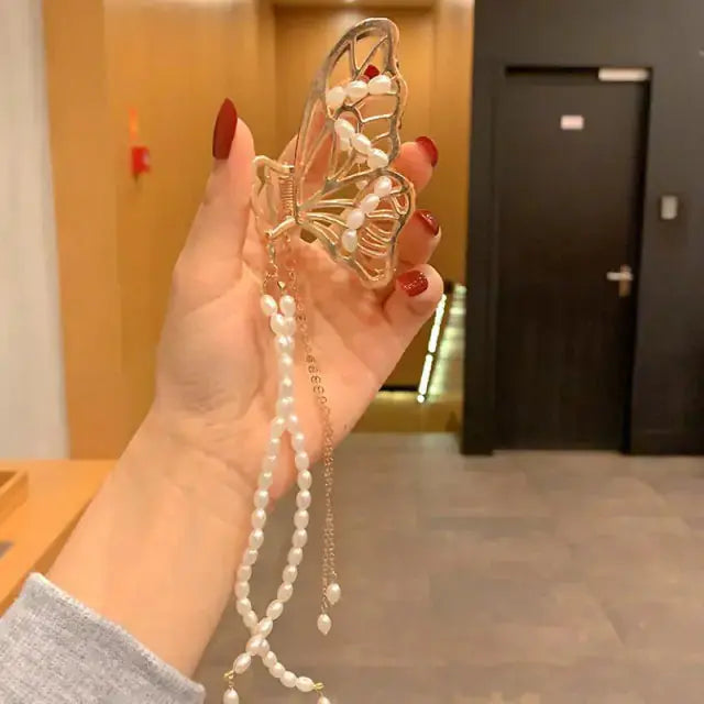 Pinza para el cabello en forma de mariposa elegante para recogidos con estilo
