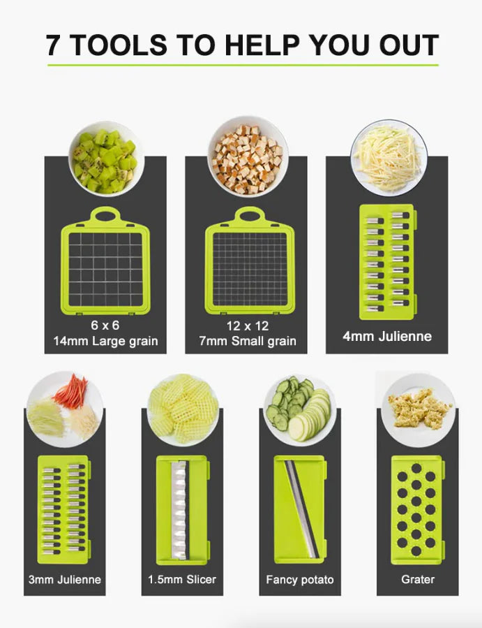 Hachoir à légumes et fruits 15 en 1 pour une préparation de repas sans effort