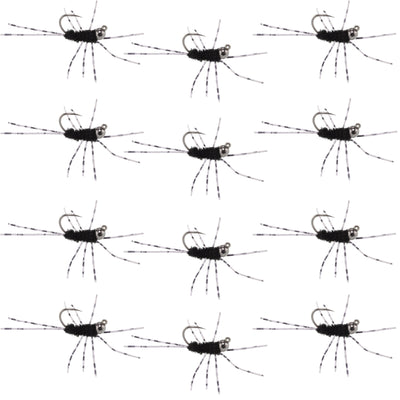 Premium Tungsten Bead Barbless Pat's Barred Rubber Legs Nymphs - 12 Pack Size 6 - Korvel
