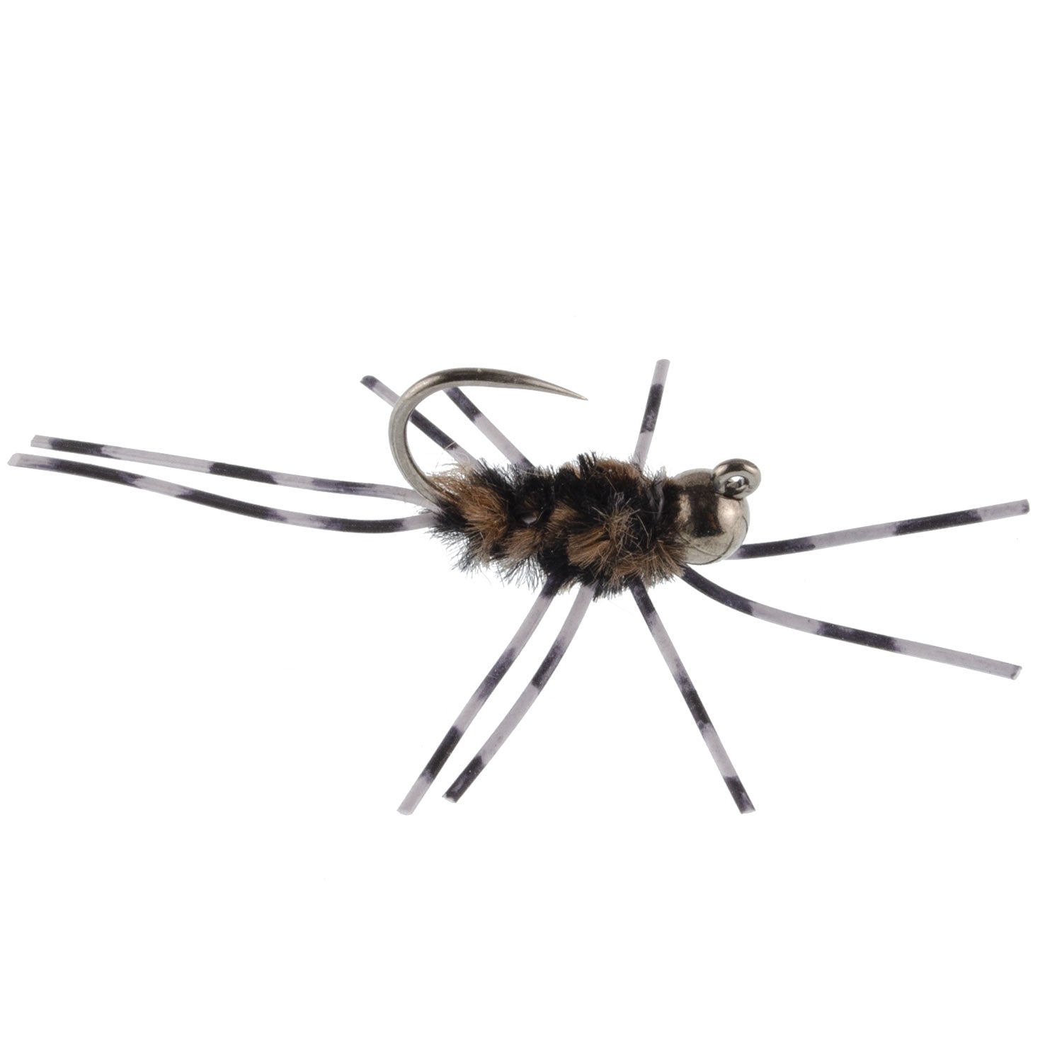 3 Pack Barbless Pat's Barred Rubber Legs Tungsten Bead Jigged Coffee/Black Euro Nymph  -  Hook Size 6 - Korvel