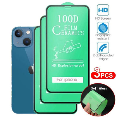 3PCS 100D Ceramic Protective Glass for iPhone Models