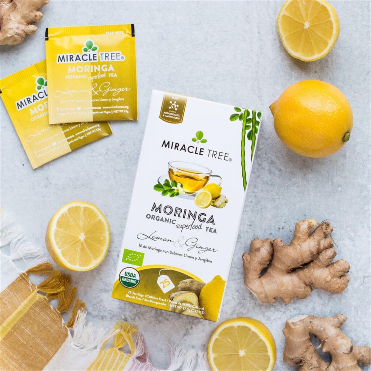 Thé Moringa Bio avec Citron et Gingembre