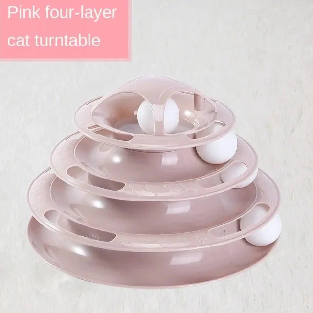 Pista de Juego con Bolas Giratorias de 4 Capas para Gatos