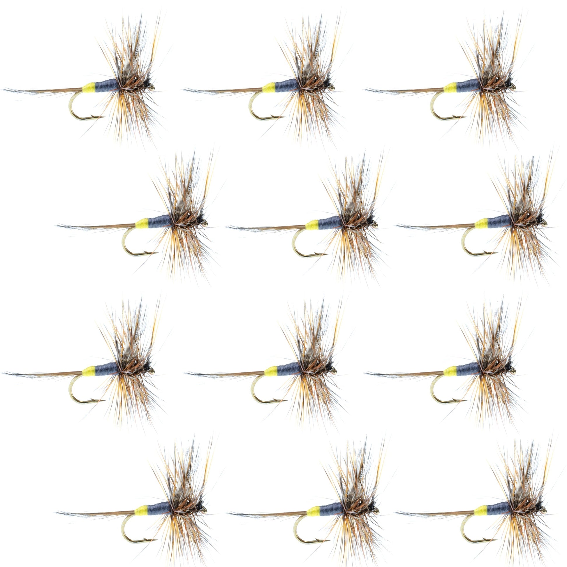 Adams Female Classic Dry Fly - 12 Premium Trout Flies, Size 14 - Korvel
