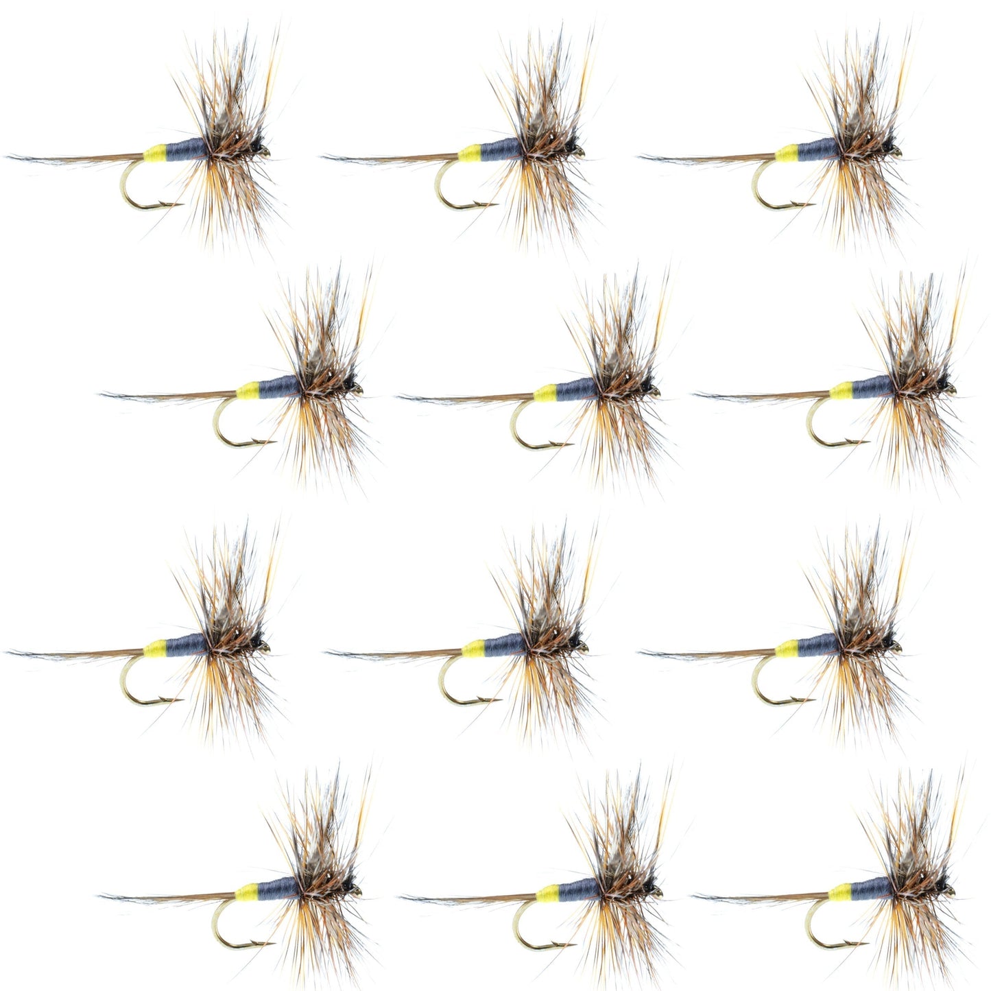Adams Classic Female Dry Fly - 12 Premium Size 16 Flies - Korvel