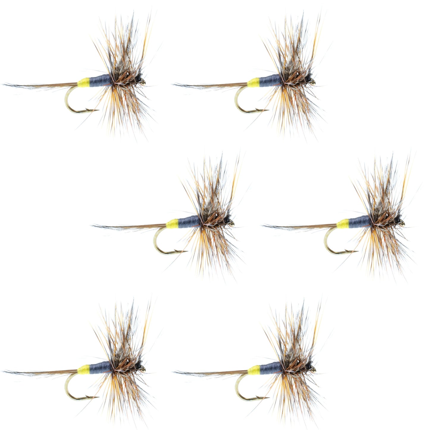 Adams Classic Female Dry Fly Set - 6 Size 12 Flies for Trout & Bass - Korvel