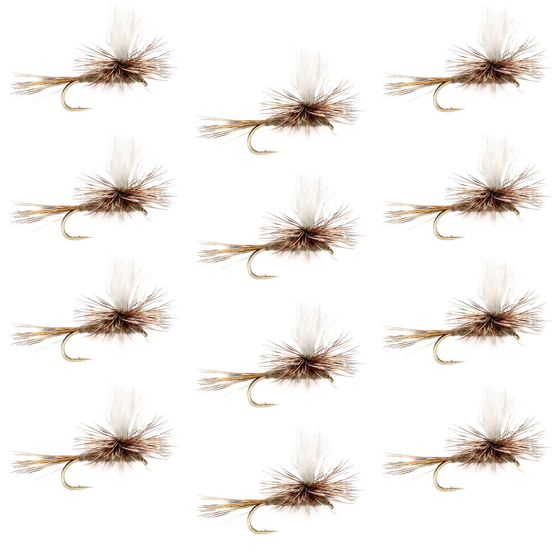 Adams Parachute Classic Dry Fly - 12 Flies Hook Size 12 - Korvel