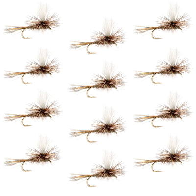 Adams Parachute Classic Dry Fly - 12 Flies Hook Size 12 - Korvel