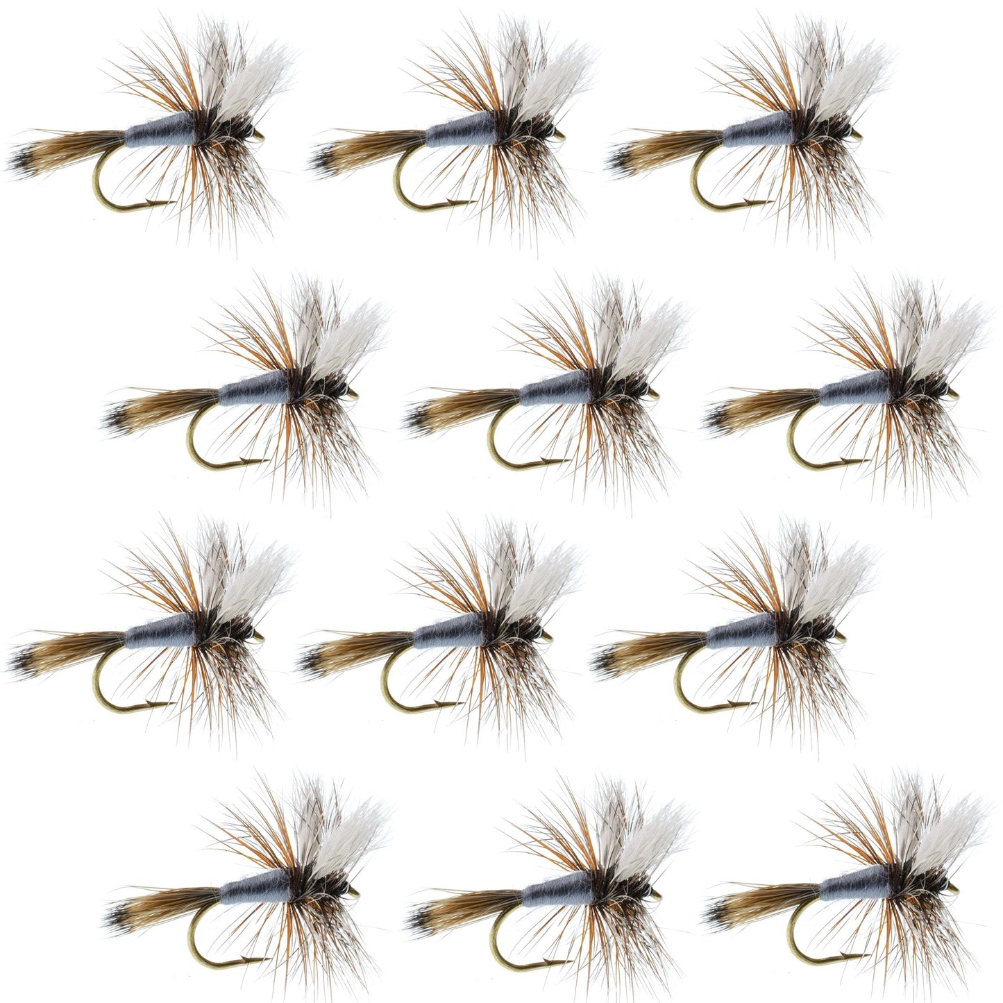 Adams Wulff Classic Dry Fly - 12 Premium Size 14 Flies - Korvel