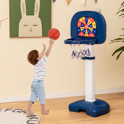 4-In-1 Adjustable Kids Basketball Hoop with Ring Toss