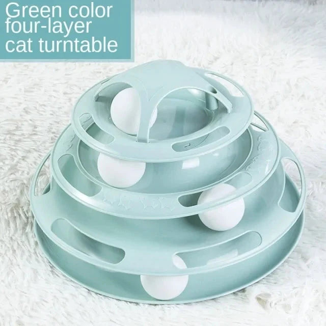 Pista de Juego con Bolas Giratorias de 4 Capas para Gatos