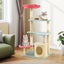 49-Inch Multi-Level Floral Cat Tower with Plush Perch