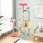 61 Inch Multi-Level Floral Kitten Tower with Padded Perch