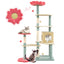 61 Inch Multi-Level Floral Kitten Tower with Padded Perch