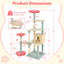 61 Inch Multi-Level Floral Kitten Tower with Padded Perch
