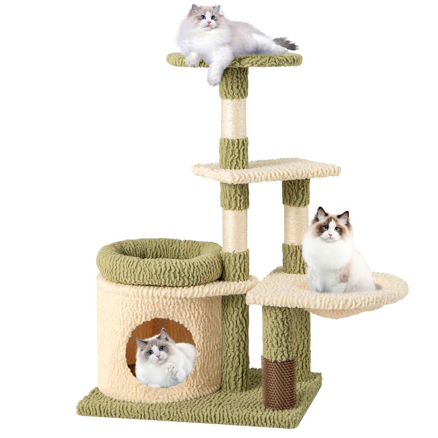 38 Inch Multi-Level Aesthetic Kitten Tower - Green