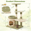 38 Inch Multi-Level Aesthetic Kitten Tower - Green