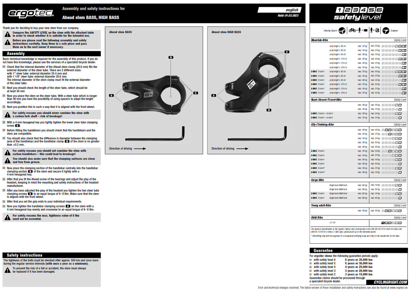 Ergotec Bass 6+ Tige - Performance Cycliste Premium