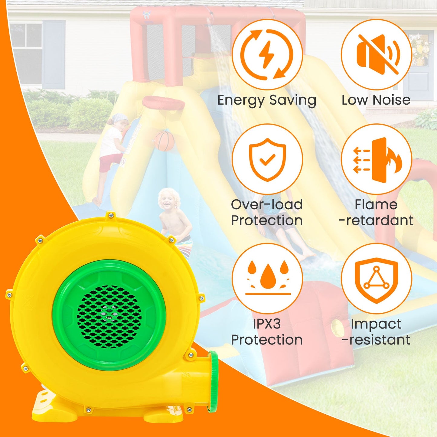 950W Air Blower with Convenient Handle and Ground Stakes