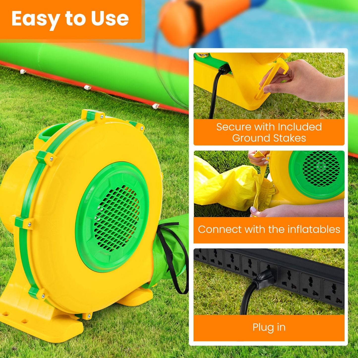 950W Air Blower with Convenient Handle and Ground Stakes