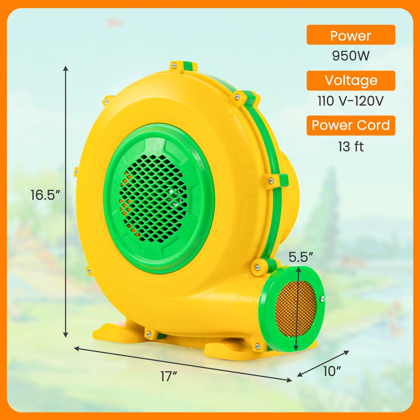 950W Air Blower with Convenient Handle and Ground Stakes