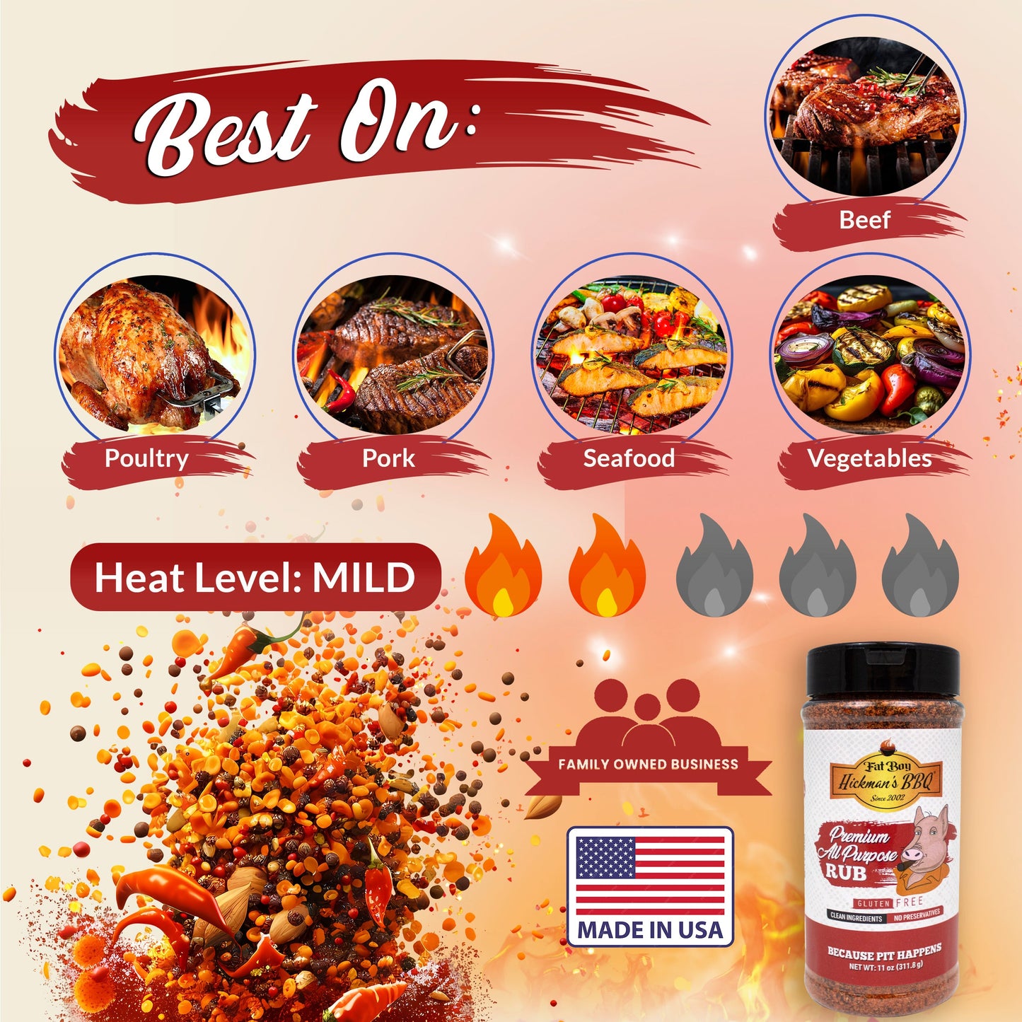 Premium All Purpose Gluten Free BBQ Rub - 11 oz