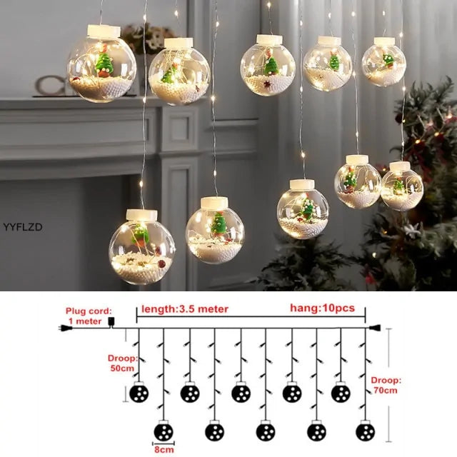 Santa Claus Curtain String Lights