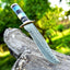 Premium 13" Damascus Steel Bowie Knife with Brass Guard & Unique Handle - Korvel