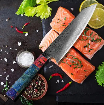 Couteau de Chef en Acier Damas Premium