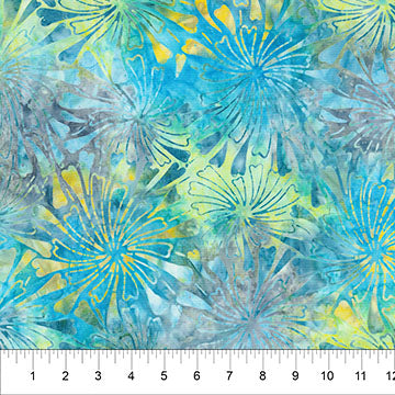 Tissu en coton à motif floral éclat aquatique 44"/45" par yard