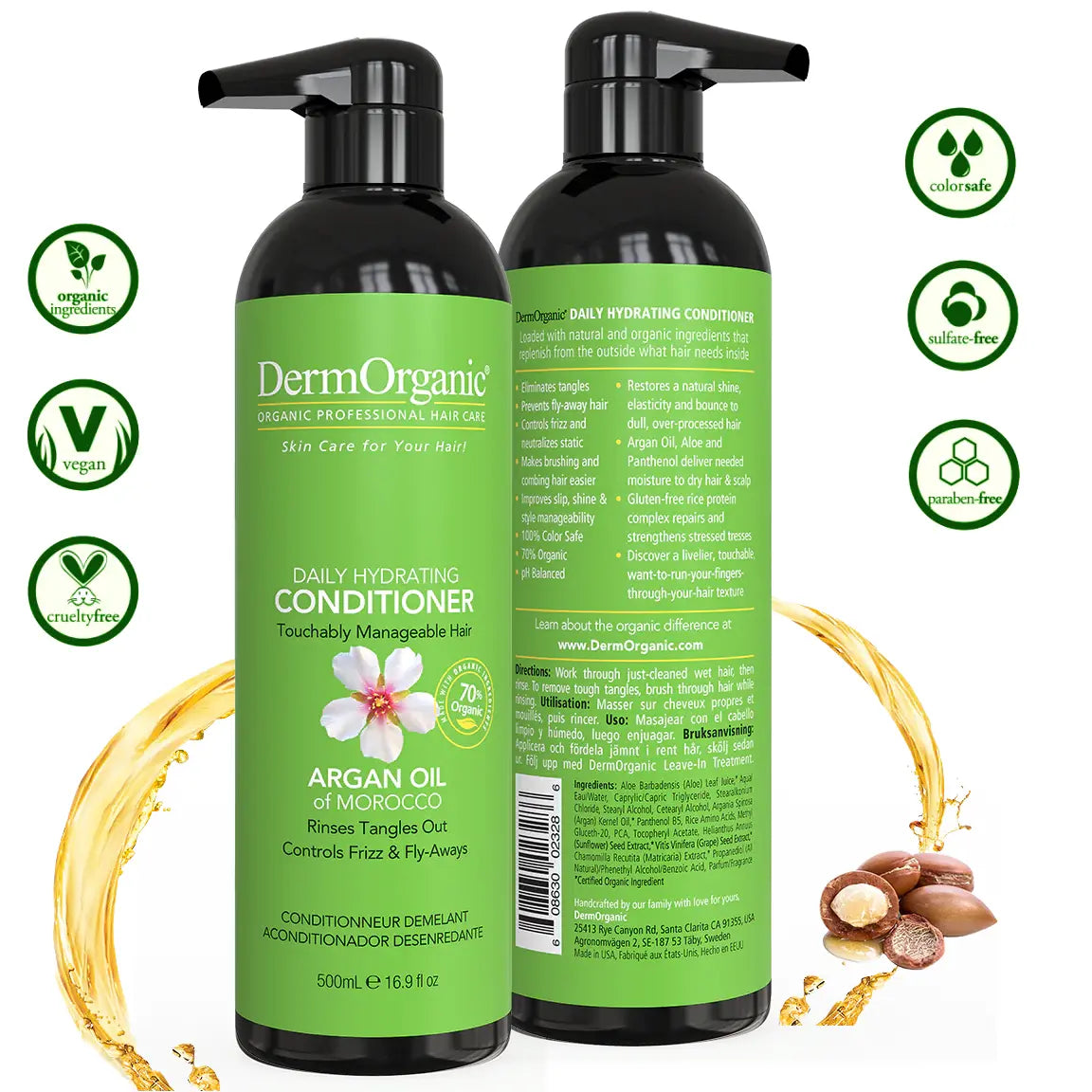 Acondicionador Hidratante Diario Dermorganic - 16.9 Oz