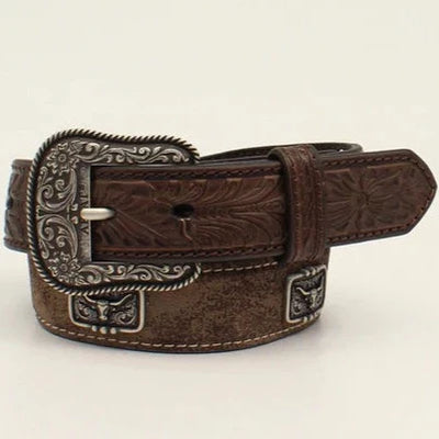 Ariat Kids Grey Longhorn Leather Belt - Korvel