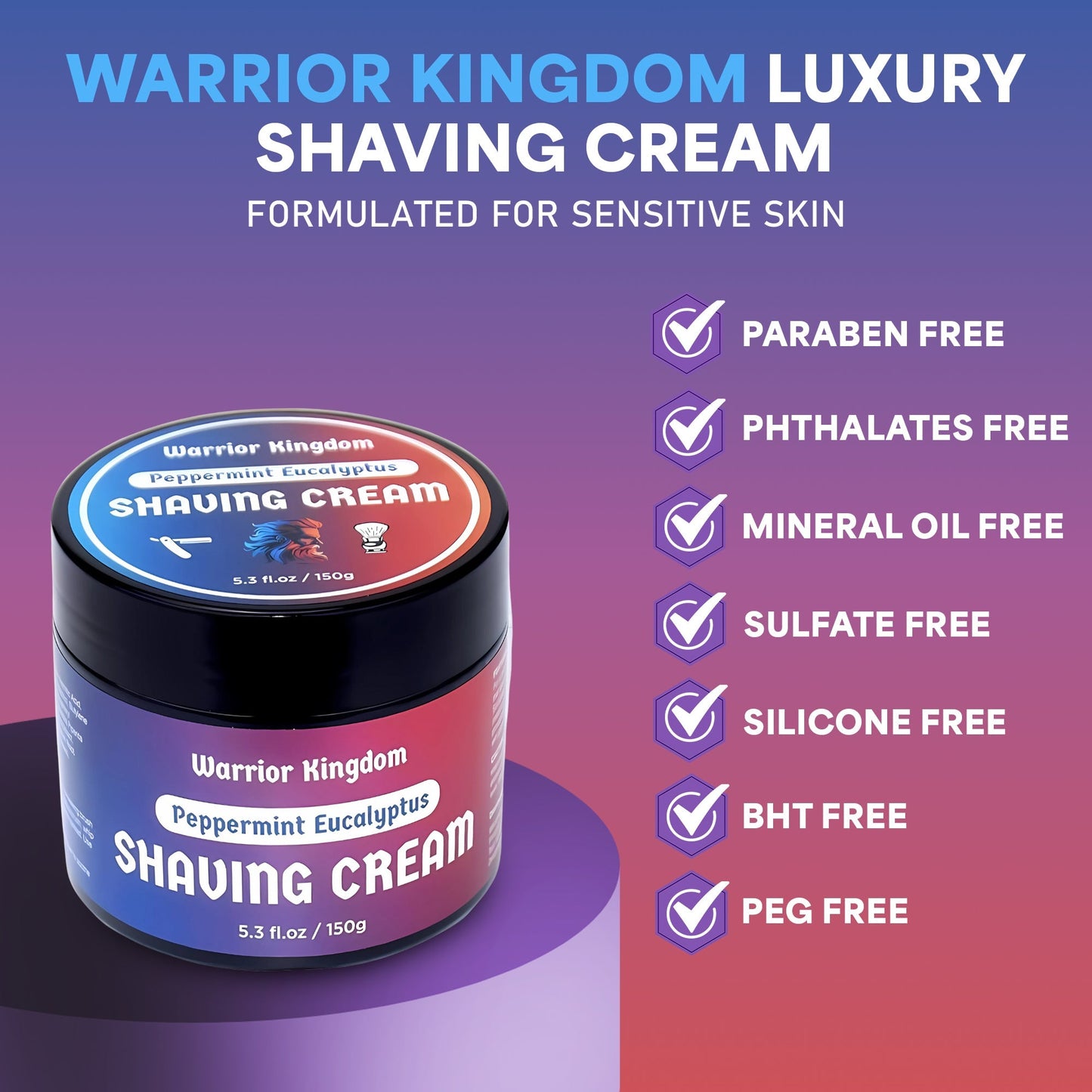Crème à raser de luxe WhollyKaw Warrior Kingdom - Menthe Eucalyptus