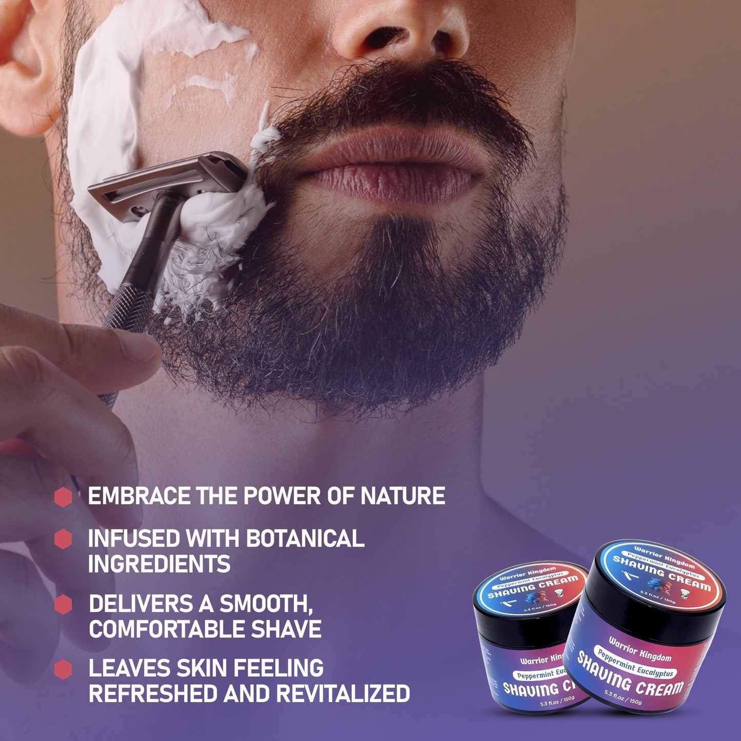 Crème à raser de luxe WhollyKaw Warrior Kingdom - Menthe Eucalyptus