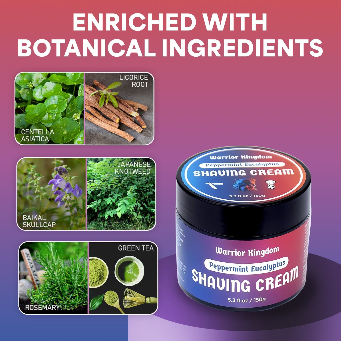 Crème à raser de luxe WhollyKaw Warrior Kingdom - Menthe Eucalyptus