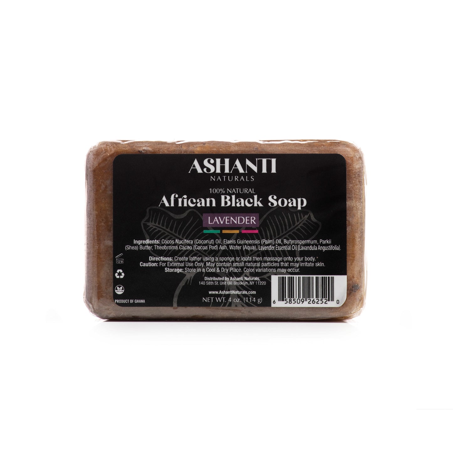 ASHANTI NATURALS 100% African Black Soap - Lavender - Korvel