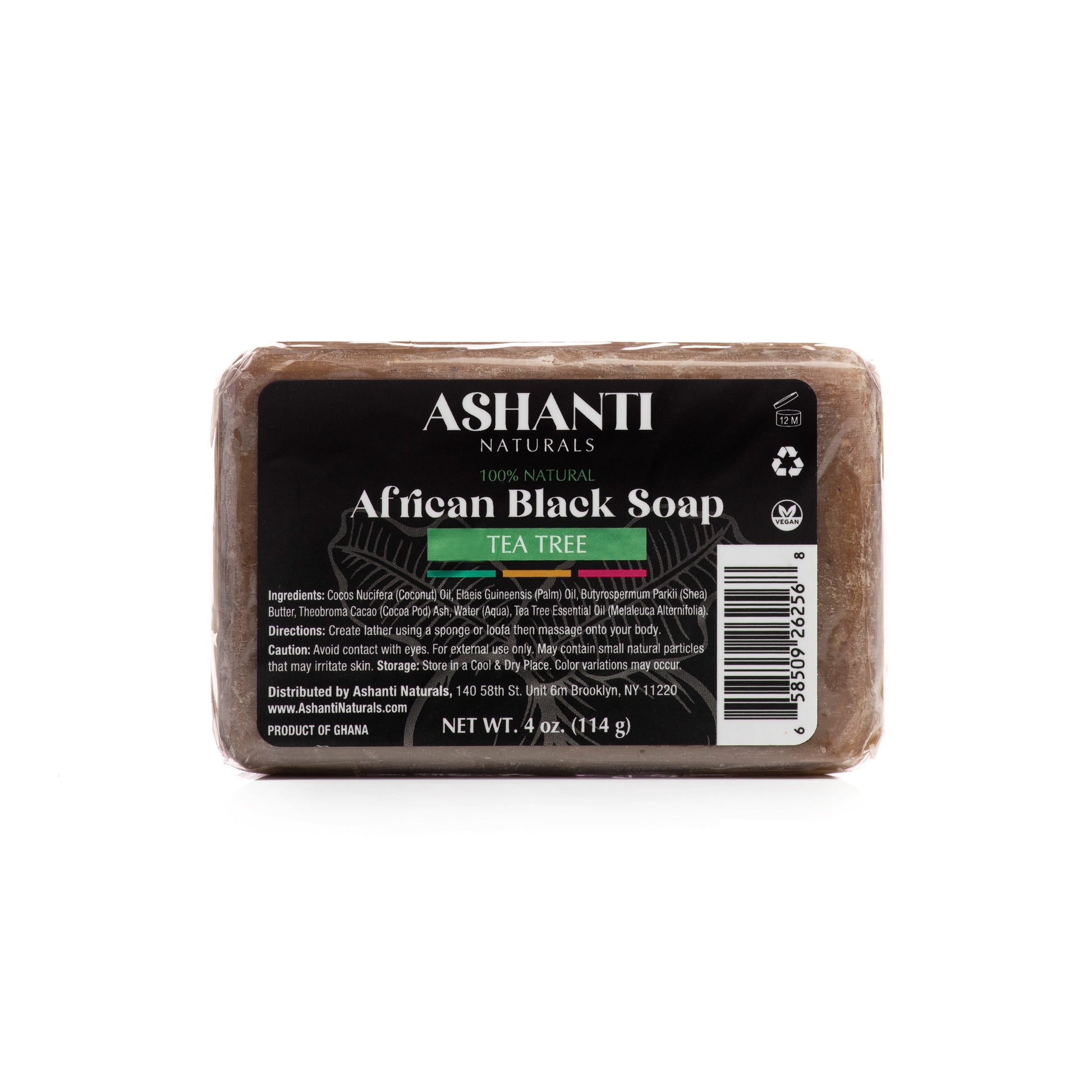 ASHANTI NATURALS 100% African Black Soap - Tea Tree - Korvel