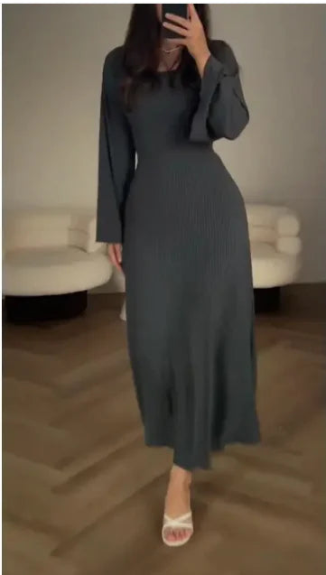 Elegant Long Sleeve Split Dress for Women