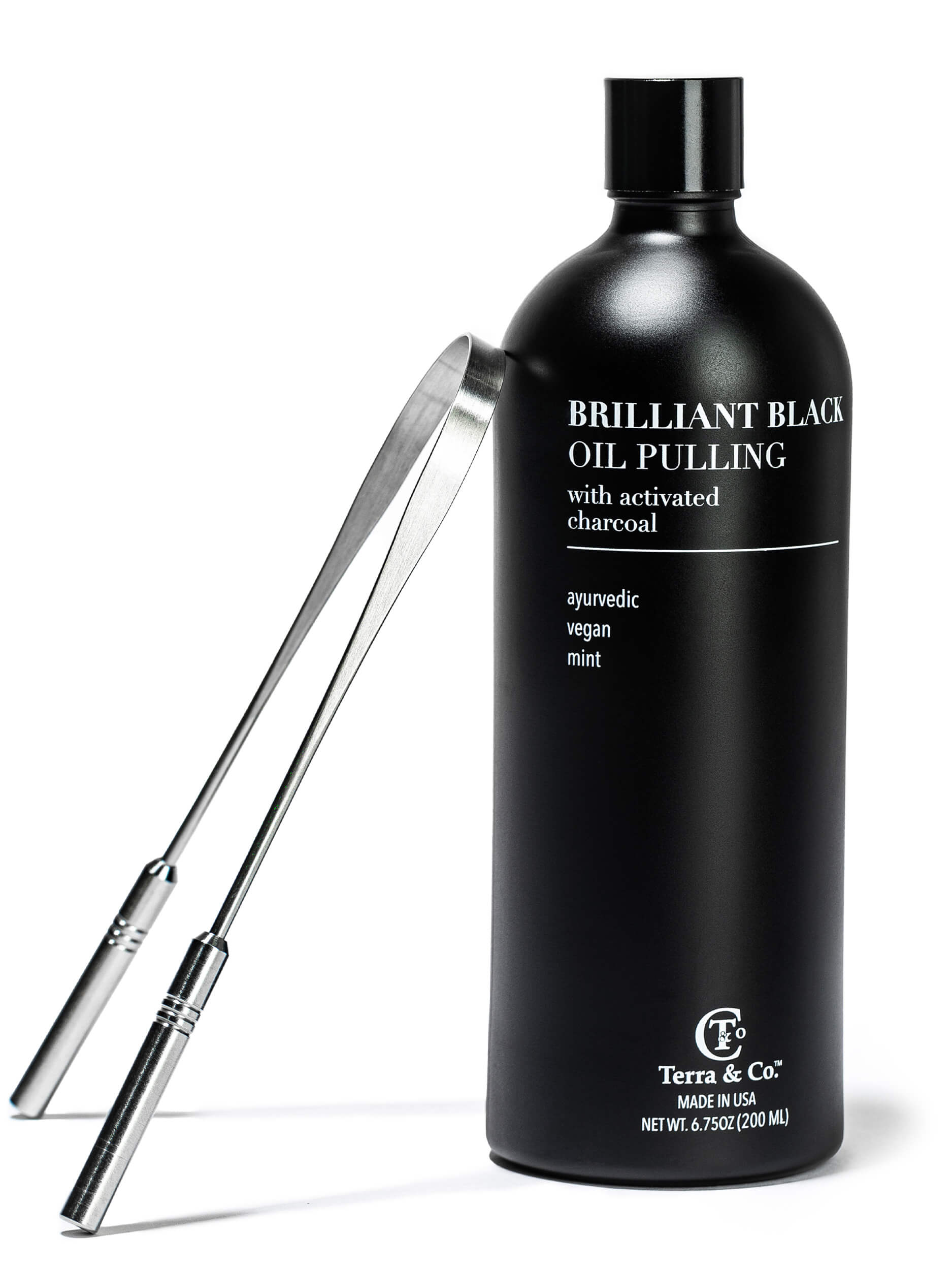 Charcoal Oil Pulling + Stainless Steel Tongue Scraper Bundle - Korvel