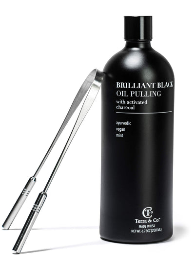 Charcoal Oil Pulling + Stainless Steel Tongue Scraper Bundle - Korvel