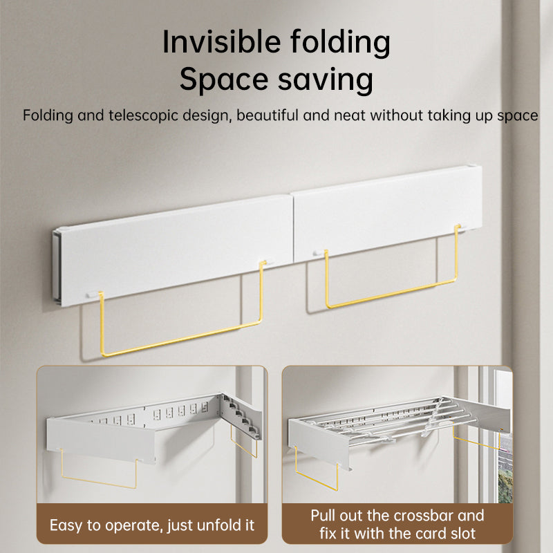 foldable retractable wall clothesline, 30kg, alu, 80/100cm, 5 bars, for bath/balcony. - Korvel