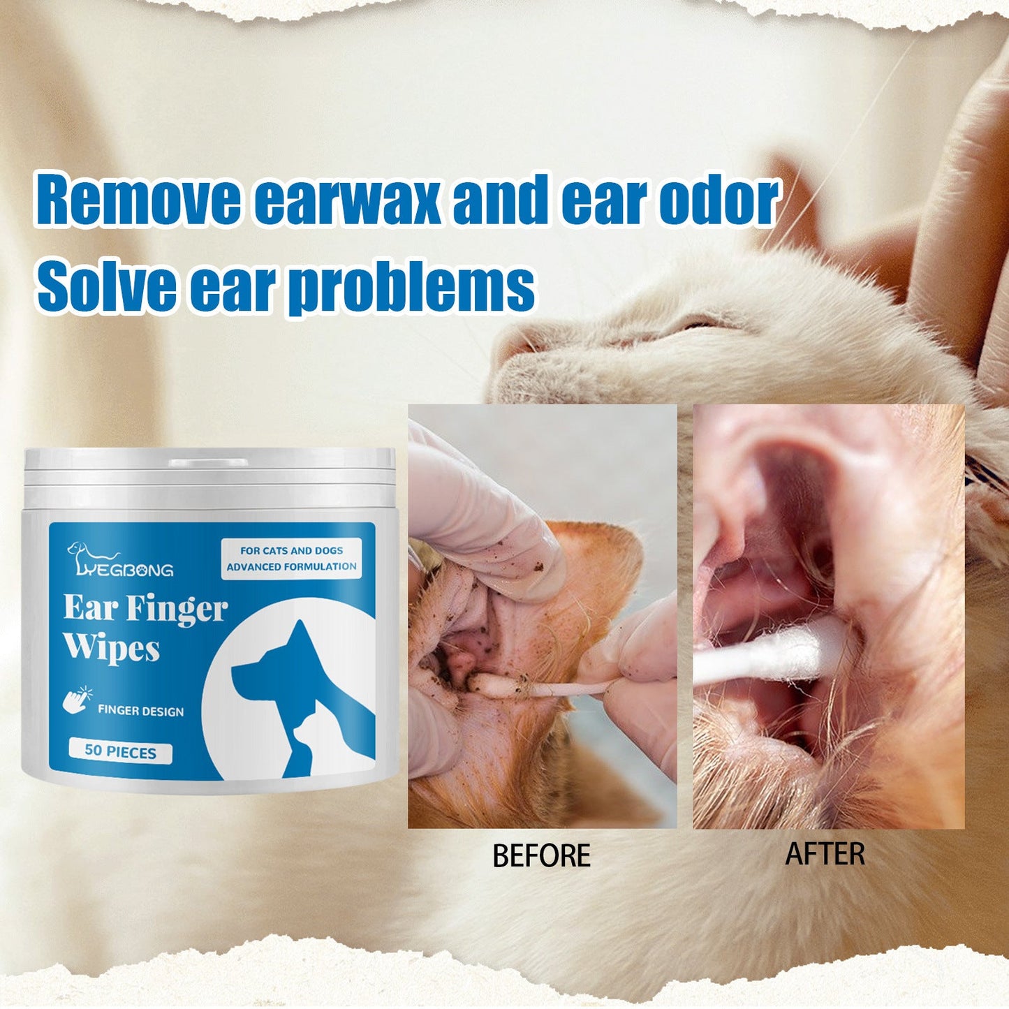 Premium Pet Ear Cleaning Finger Wipes