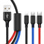 One to three data cable nylon braided three head fast charging mobile phone charging cable - Korvel