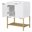 24" Bathroom Vanity with Sink, Bathroom Vanity Cabinet with Two Doors and Gold Metal Frame, Open Storage Shelf, White - Korvel