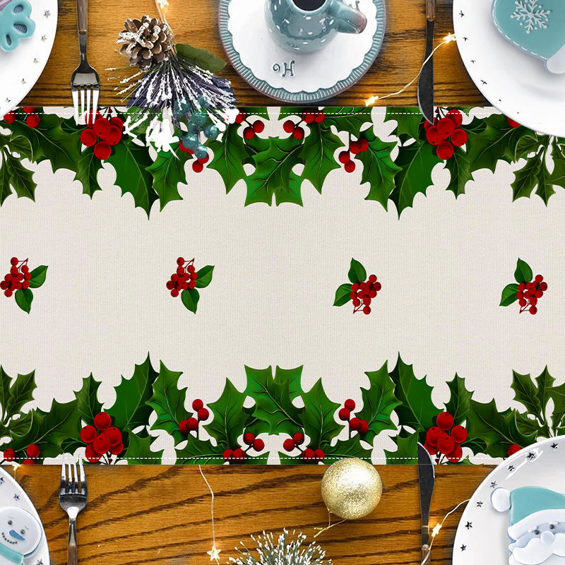 Christmas linen table flag walnut clip printed tablecloth holiday table decoration tablecloth tea flag pad - Korvel